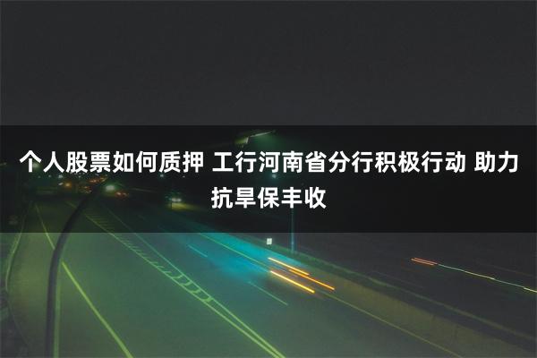 个人股票如何质押 工行河南省分行积极行动 助力抗旱保丰收