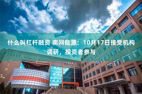 什么叫杠杆融资 南网能源：10月17日接受机构调研，投资者参与