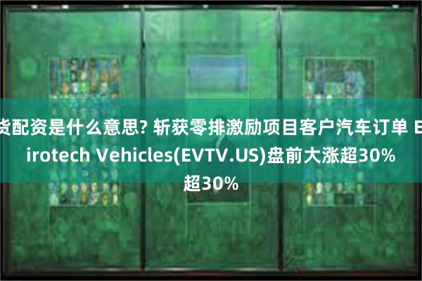 期货配资是什么意思? 斩获零排激励项目客户汽车订单 Envirotech Vehicles(EVTV.US)盘前大涨超30%